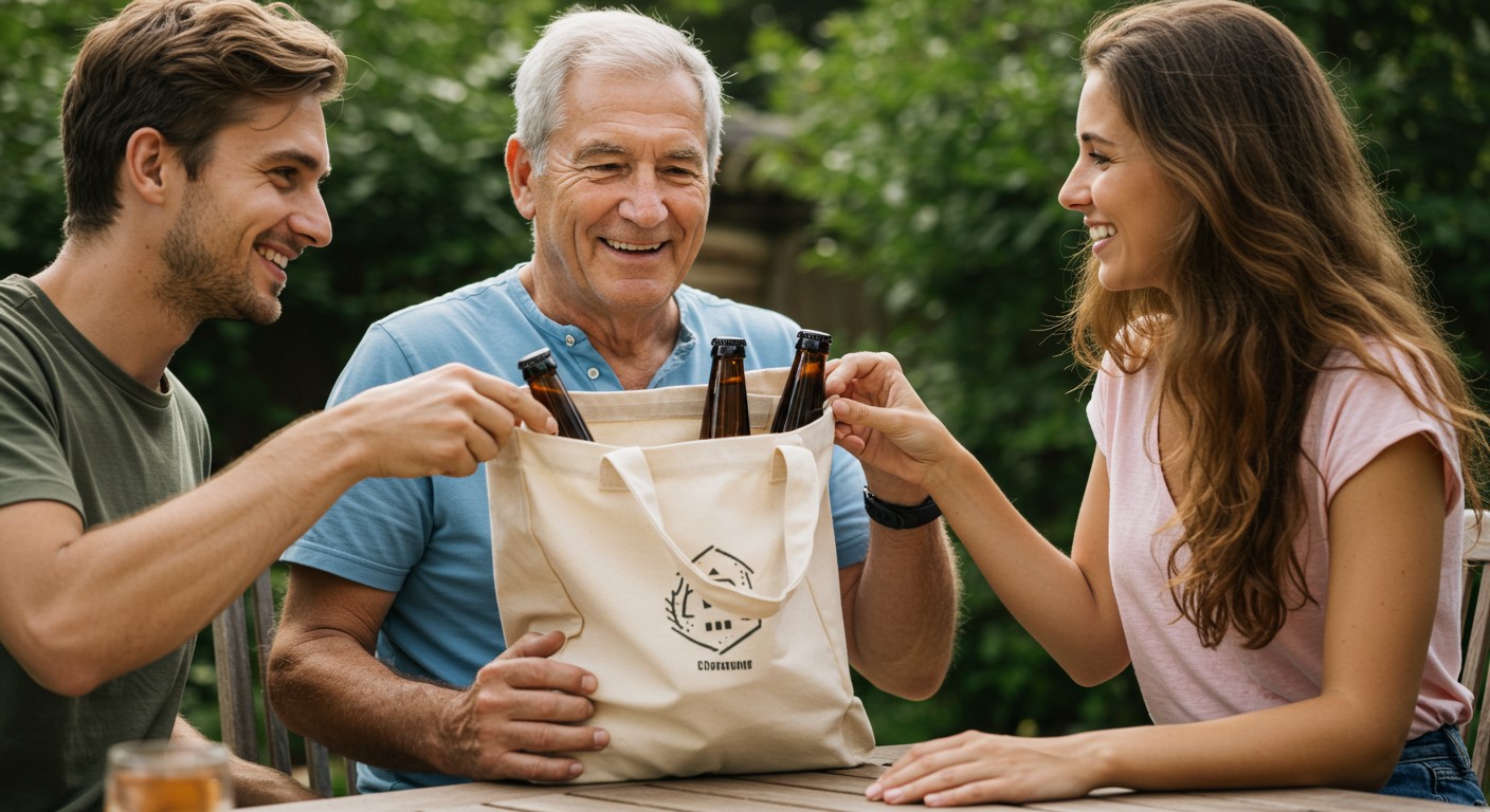 Pai recebendo um kit de cerveja artesanal de Dia dos Pais